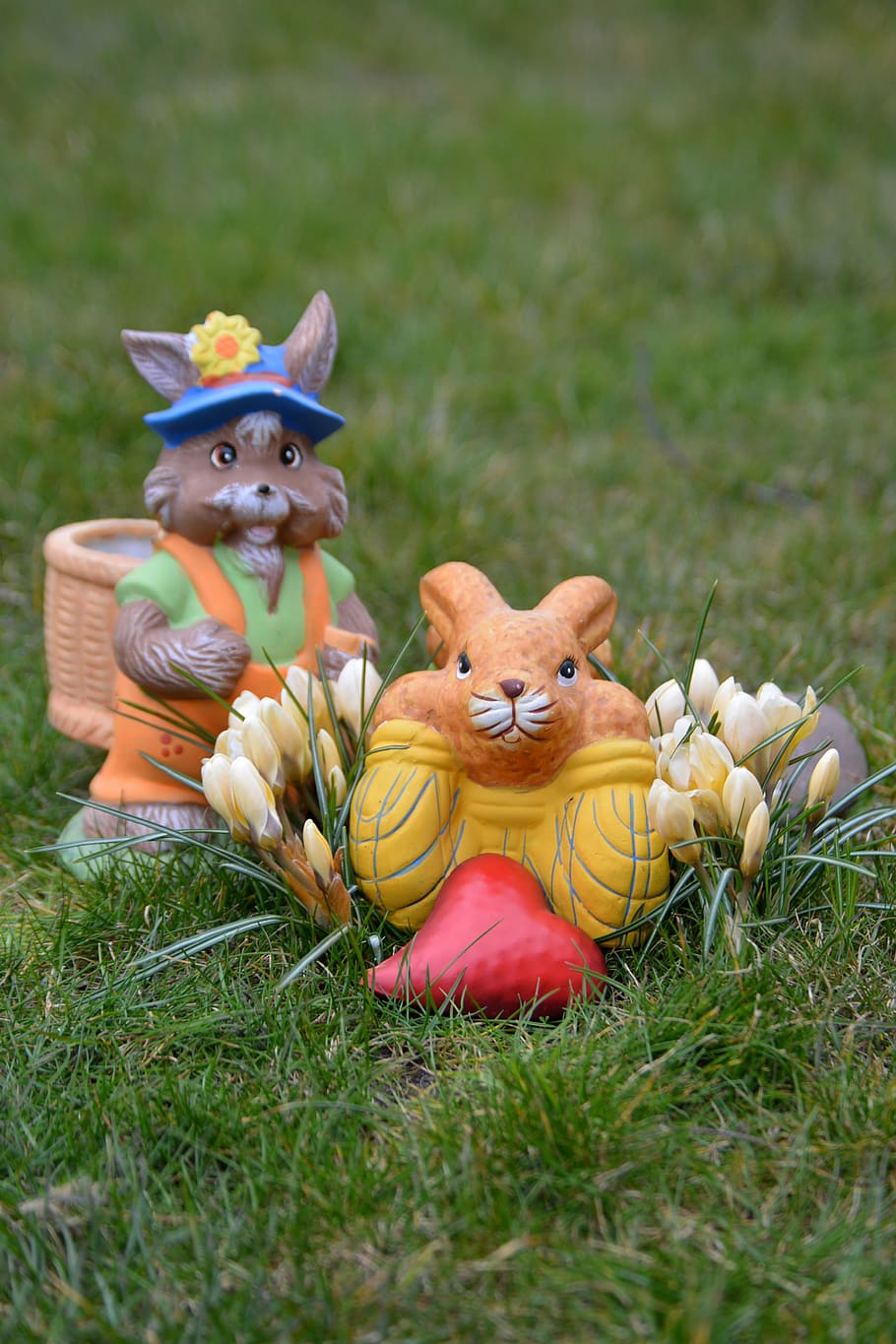 easter, deco, easter bunny, ceramic, figures, happy easter HD wallpaper