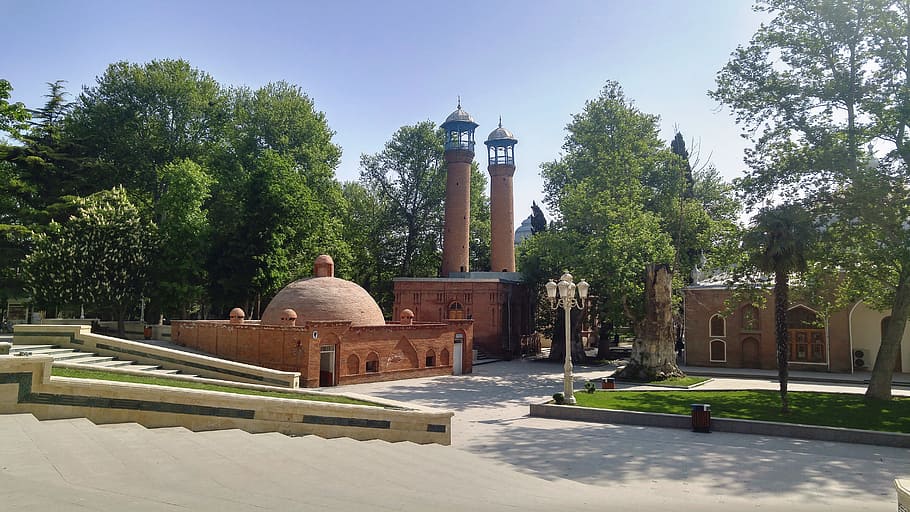 park, mosque, trees, plant, architecture, belief, religion HD wallpaper