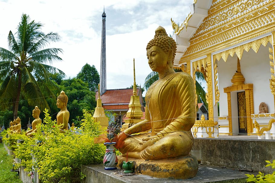 Buddha statue, travel, temple, religion, architecture, wat, sculpture, HD wallpaper