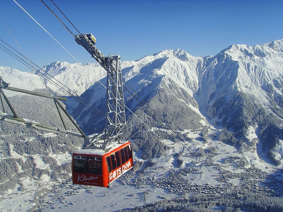 Cable Car, Mountain, Railway, Wintry, mountain railway, snow HD wallpaper