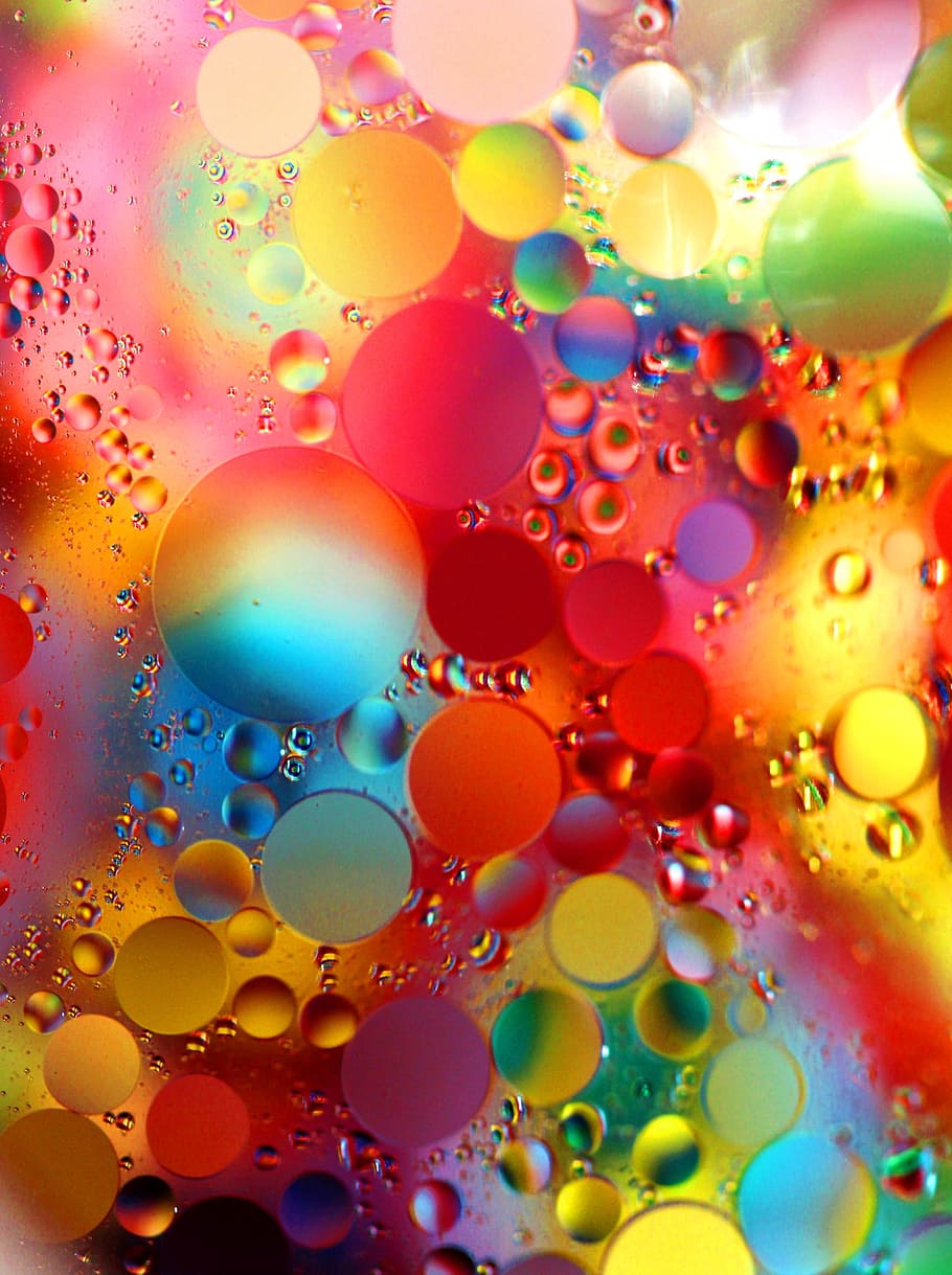 Abstract, Macro, Oil, Drops, oil drops, floating, reflections, HD wallpaper