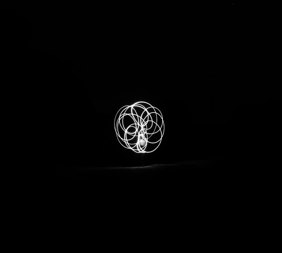 turn on black plasmas ball, untitled, Swirl, white, light trail HD wallpaper
