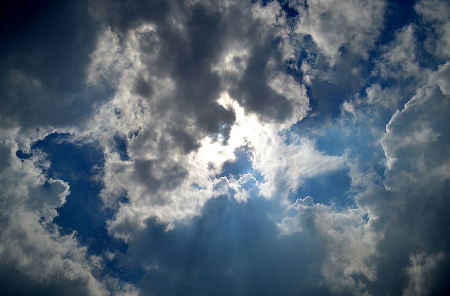 cloud, sky, sun, sun light, miracle, beautiful, dark, bright HD wallpaper