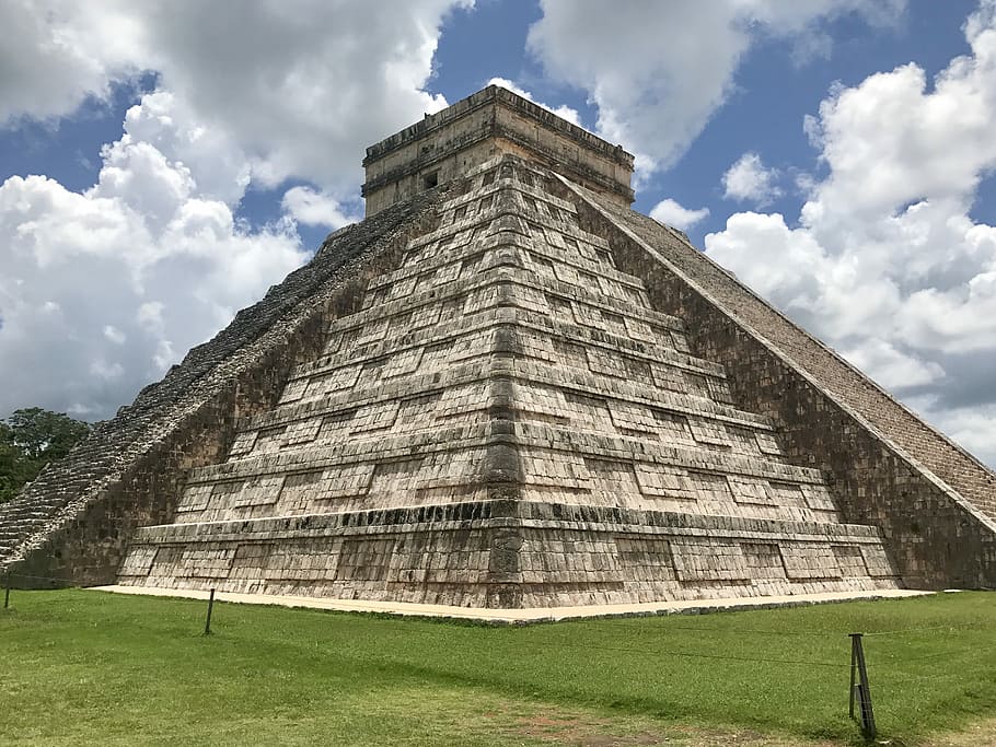 Chichén Itzá, Chichen Itza, Mexico, maya, mayan, temple, blue sky, HD wallpaper