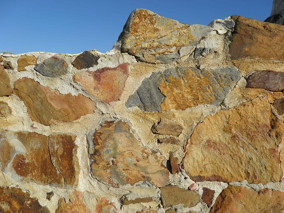 Sandstone, Stone Wall, nature, old fashioned, blue sky, barrier HD wallpaper