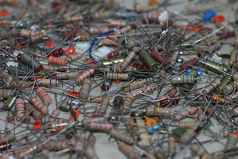 assorted-color capacitor lot, electronics, components, resistors HD wallpaper
