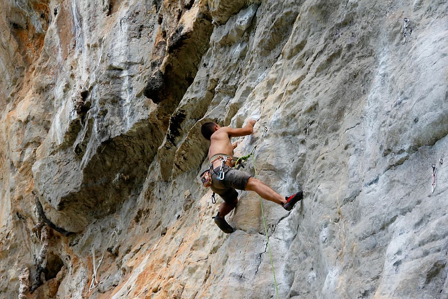 Mountaineer, Climb, Climber, bergsport, rock, secure, steep, HD wallpaper