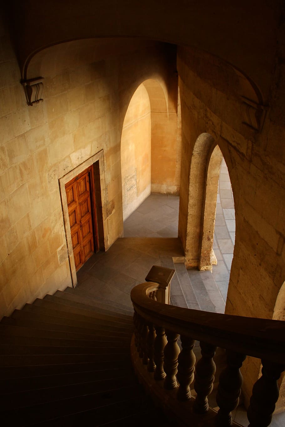 brown staircase, architecture, building, infrastructure, stairs HD wallpaper