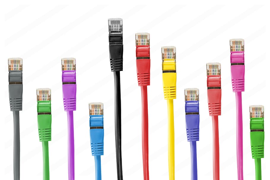 assorted-color Ethernet cable lot, network cables, network connector HD wallpaper