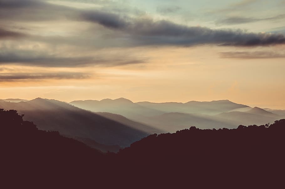 landscape photography of mountain, Sky, Tree, Night, Nature HD wallpaper