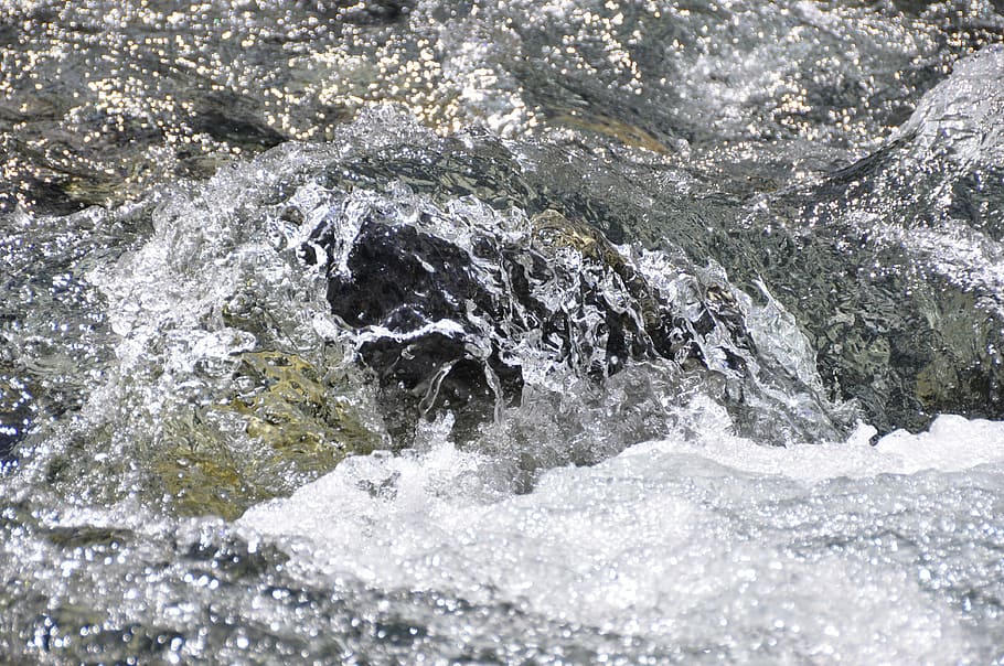 water, drip, bach, bubble, creek, splash, stones, foam, frisch HD wallpaper