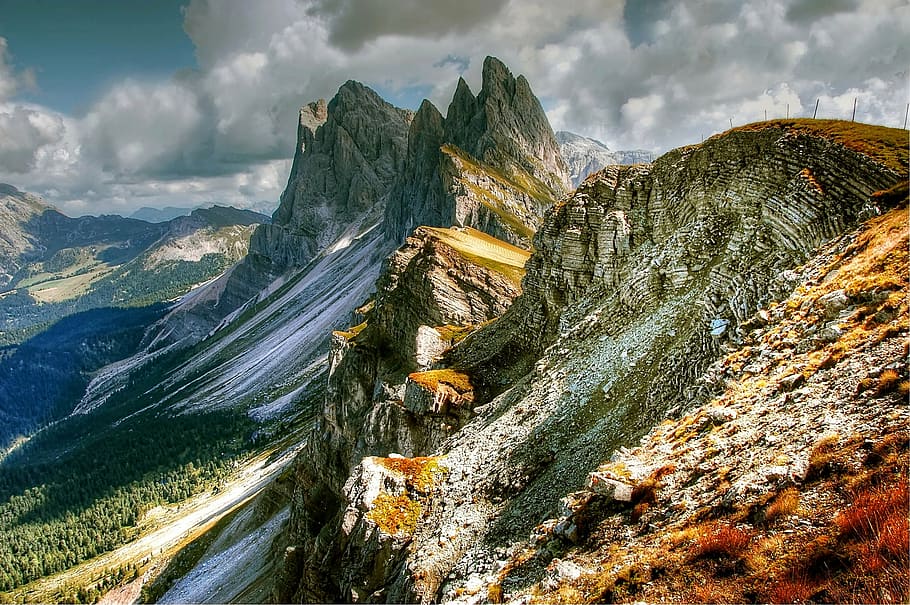 green rocky mountains, dolomites, italy, south tyrol, alpine