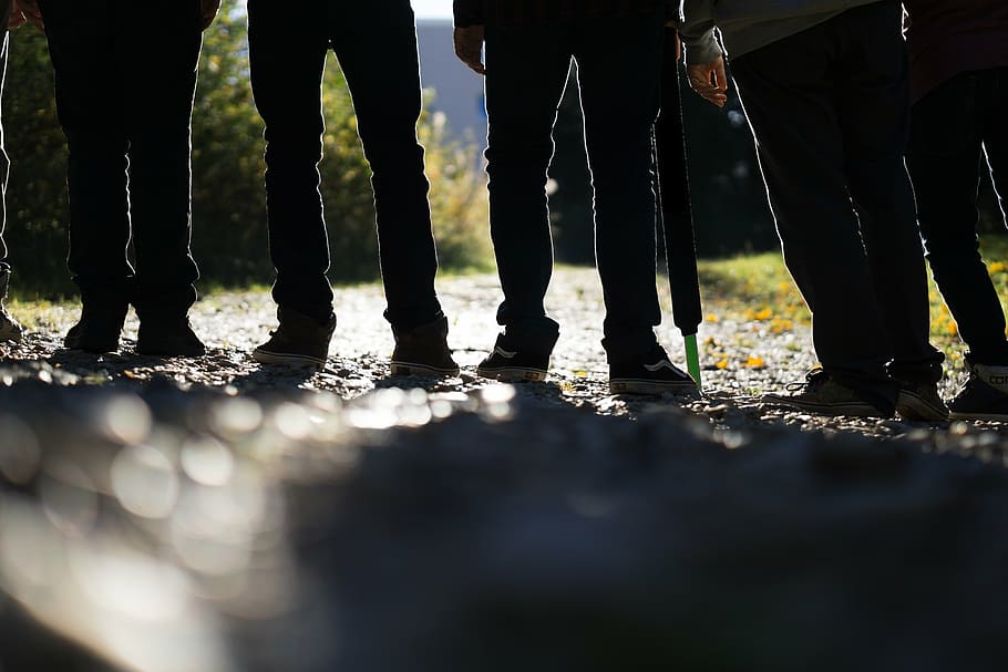 group, legs, people, standing, outdoors, men, low section, human leg HD wallpaper