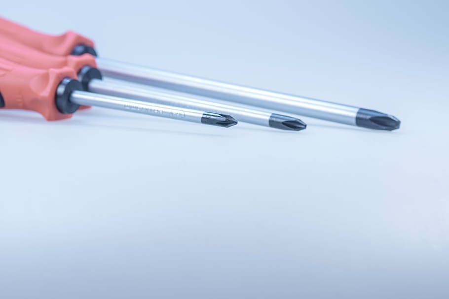 screwdriver, tool, craft, red, phillips, metal, head, background HD wallpaper
