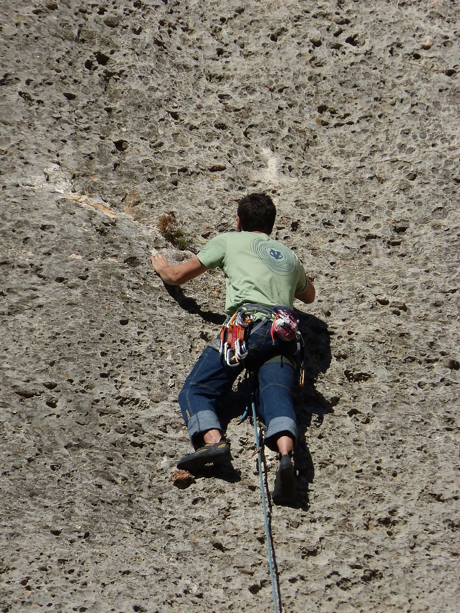 Escalation, Climber, Rock, Montsant, margalef, climbing equipment, HD wallpaper