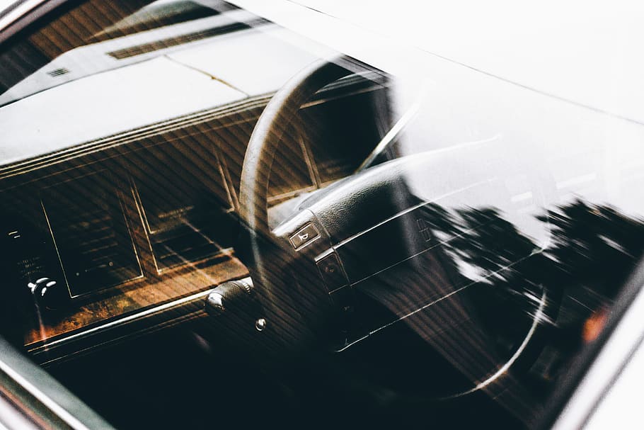 black car steering wheel, Lincoln, transportation, no people HD wallpaper