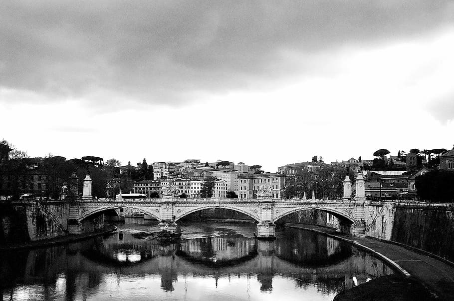 rome, river, bridge, italy, architecture, city, europe, travel
