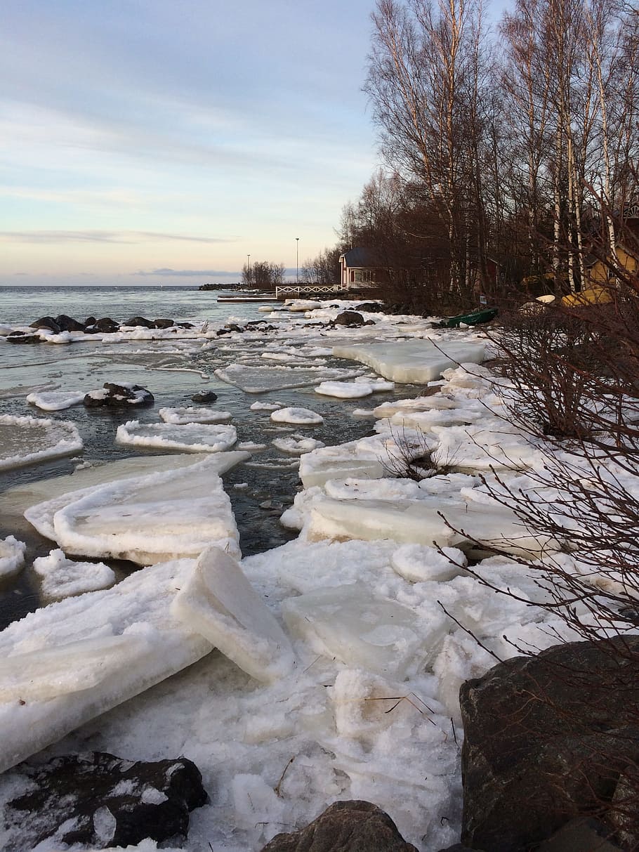 spring, ice, movement, winter, cold temperature, water, snow HD wallpaper