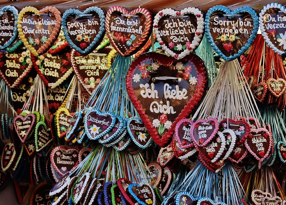 close-up photography of heart-shaped assorted-color ornament lot