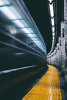 time lapse photography of train, empty train station time lapse photography HD wallpaper