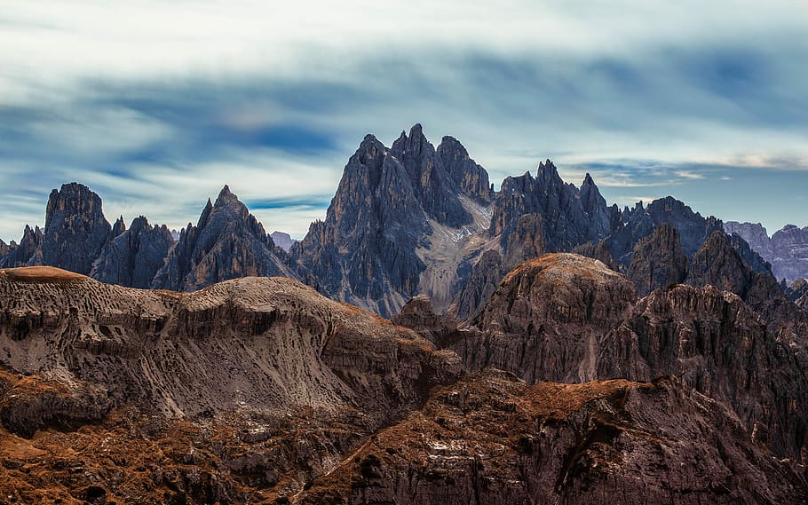 mountain photography, photo of brown mountain, rock, mountain range HD wallpaper