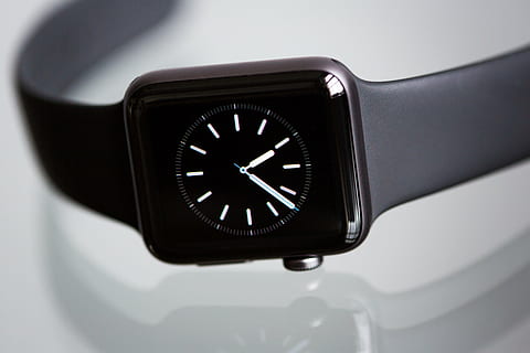 apple, apple watch 2, black, chrome, classic, clock, close -up HD wallpaper