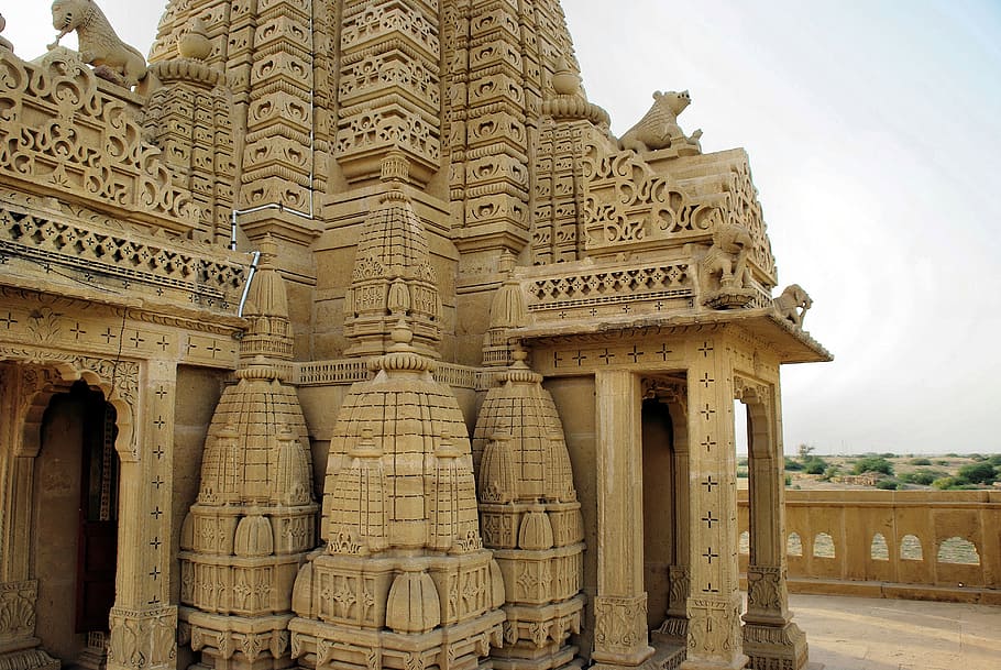 india, rajastan, jaisalmer, temple, jain, religion, architecture, HD wallpaper