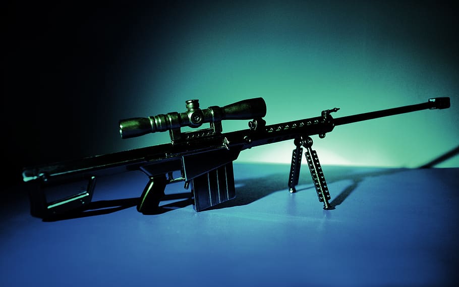 silhouette photography of rifle with bipod, still life, weapons, HD wallpaper