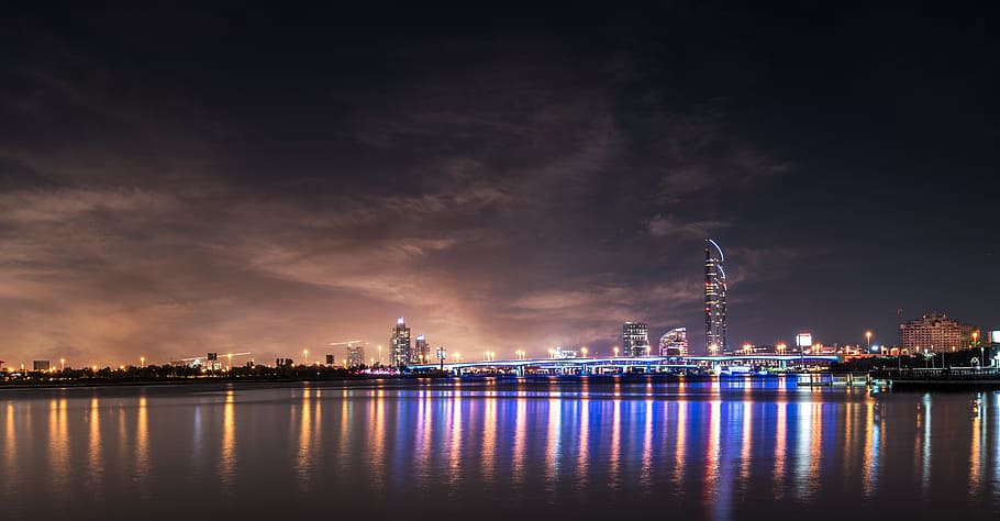 View of City at Waterfront, architecture, bridge, building, cityscape HD wallpaper