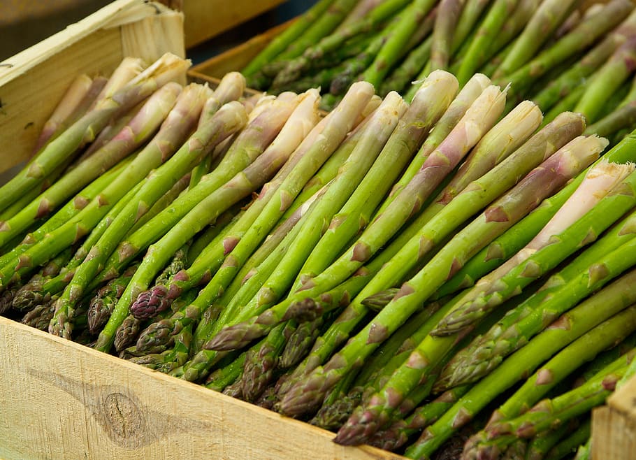 closeup photography of asparagus vegetableZ, market, food, freshness HD wallpaper