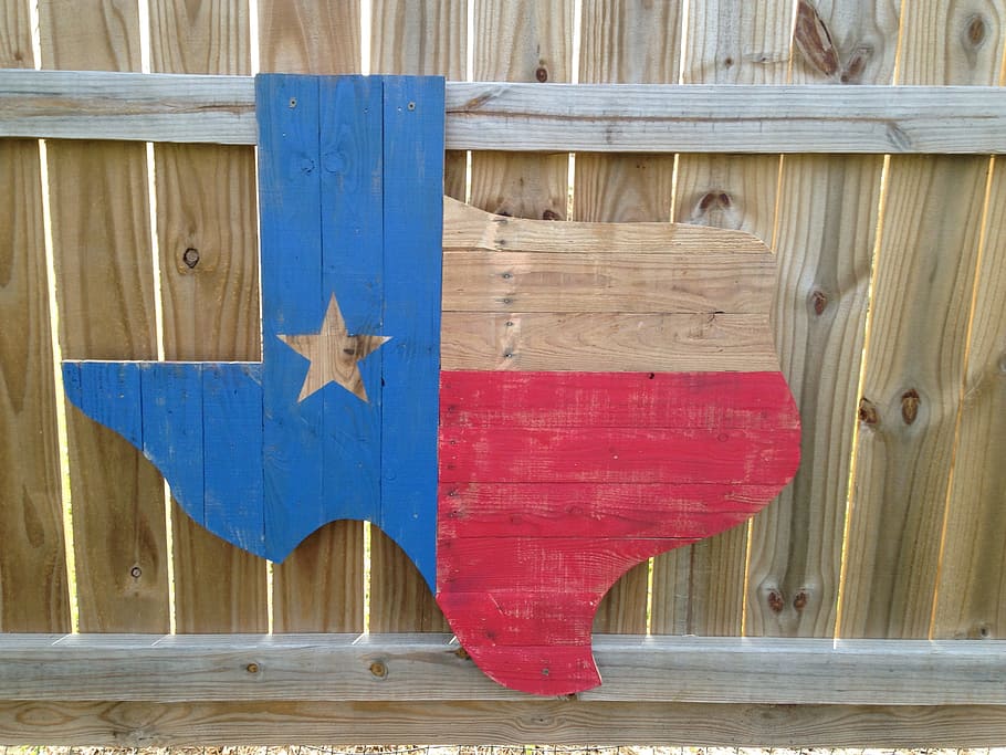 photo of blue, brown, and red flag wall decor, wooden, texas HD wallpaper