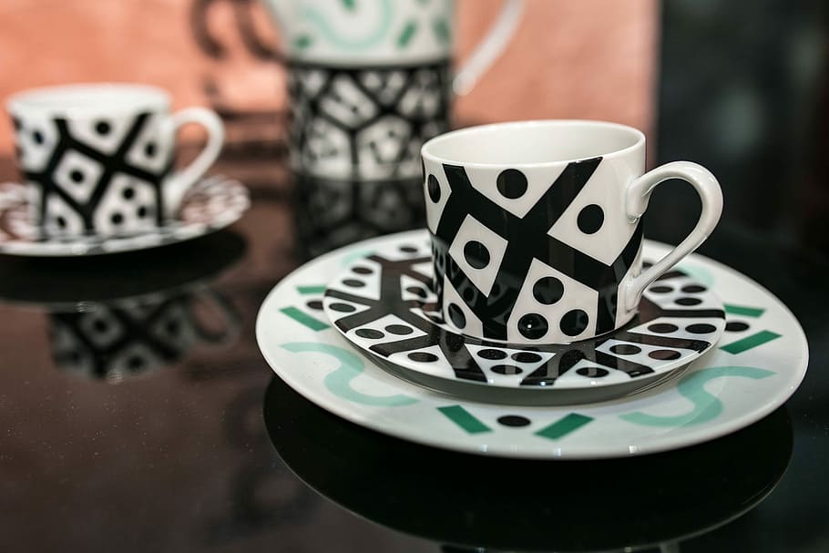 Collection of fancy tea cups, elegant, design, coffee - Drink