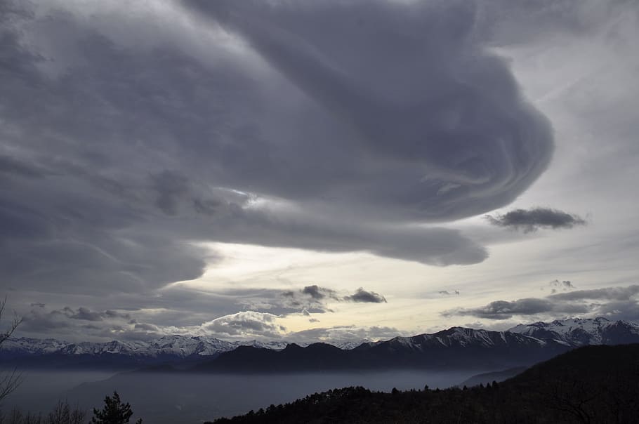clouds, mountain, wind, sky, cloud - sky, beauty in nature HD wallpaper