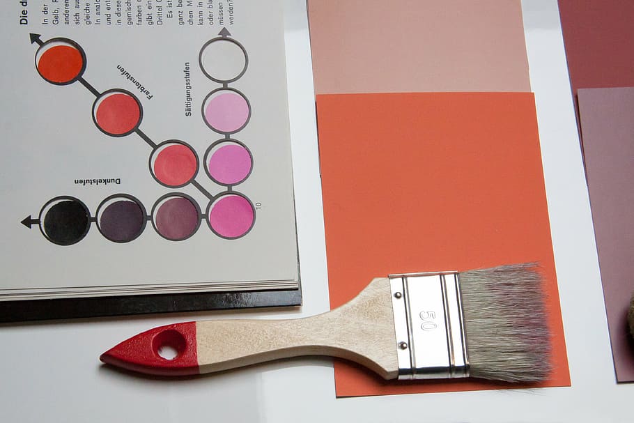 brown and red handled paint brush, color patterns, trend colors HD wallpaper