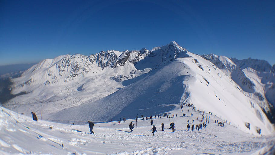 tatra, mountains, range, peak, snow, winter, people, ski, skiing HD wallpaper