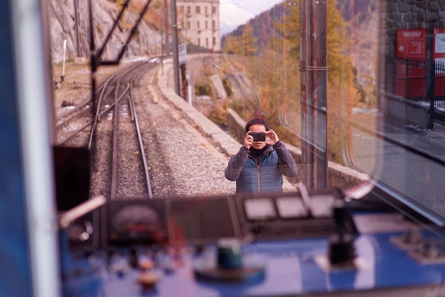 people, man, guy, camera, photo, photographer, train, station HD wallpaper