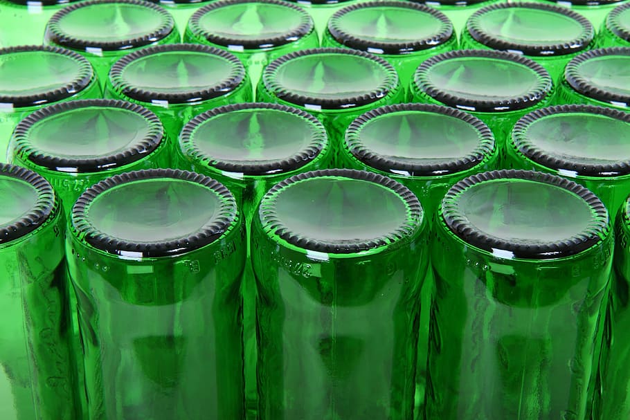 green glass bottle lot, alcohol, beer, clean, detail, drink HD wallpaper