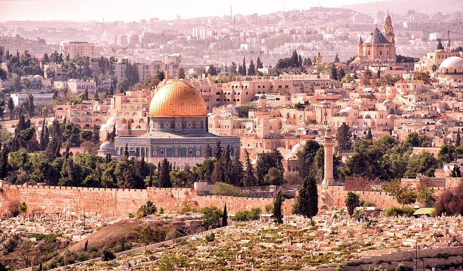 jerusalem, the dormition church, omar mosque, mount of olives, HD wallpaper