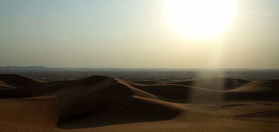 landscape photography of desert, emirates, dubai, sunset, nature HD wallpaper