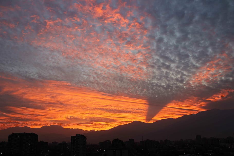 sky, clouds, mountains, sunset, sky clouds, cityscape, horizon HD wallpaper