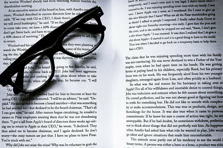black framed eyeglasses on opened book, sunglass, page, notebook HD wallpaper