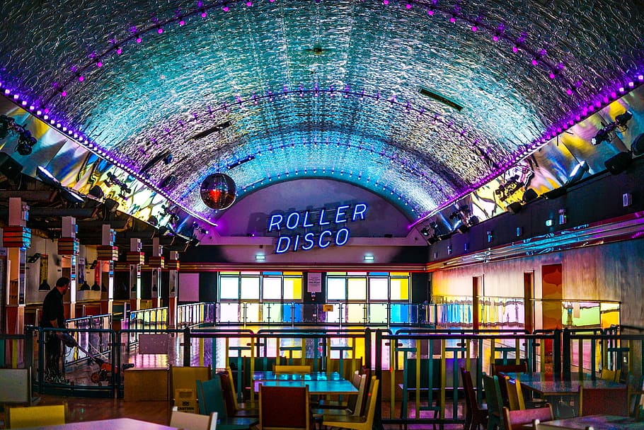 tables and chairs inside Roller disco, roller skating, foreign, HD wallpaper