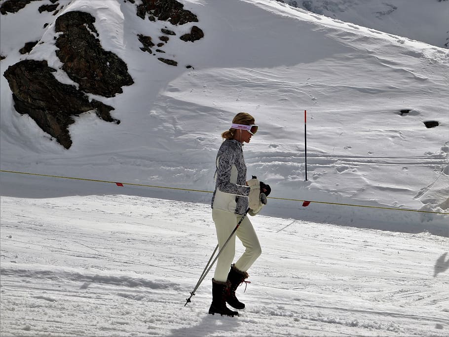 woman, zermatt, snow, winter, nordic, sport, beauty, relaxation