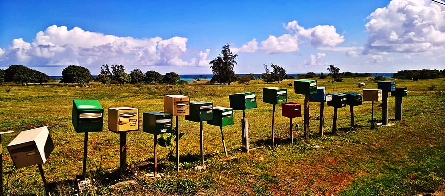 bunch of mail box, mailbox, lot, post, caribbean, guadeloupe HD wallpaper