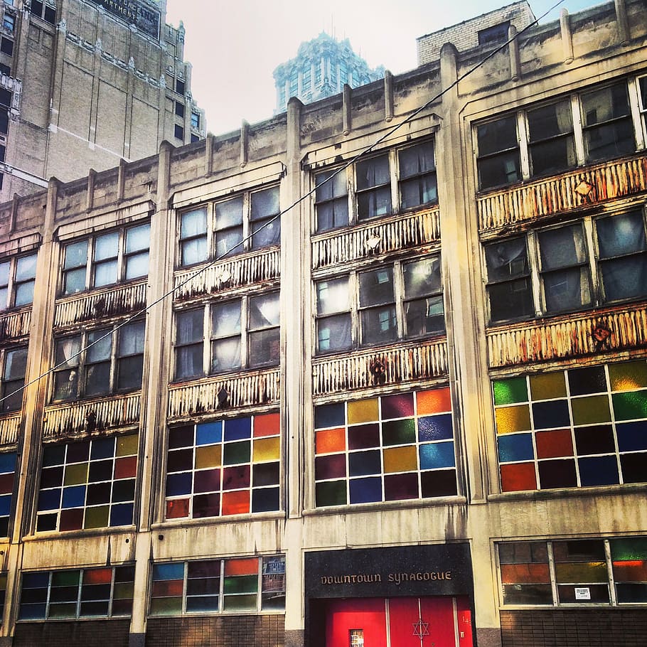 multicolored painted building, city, detroit, michigan, architecture, HD wallpaper