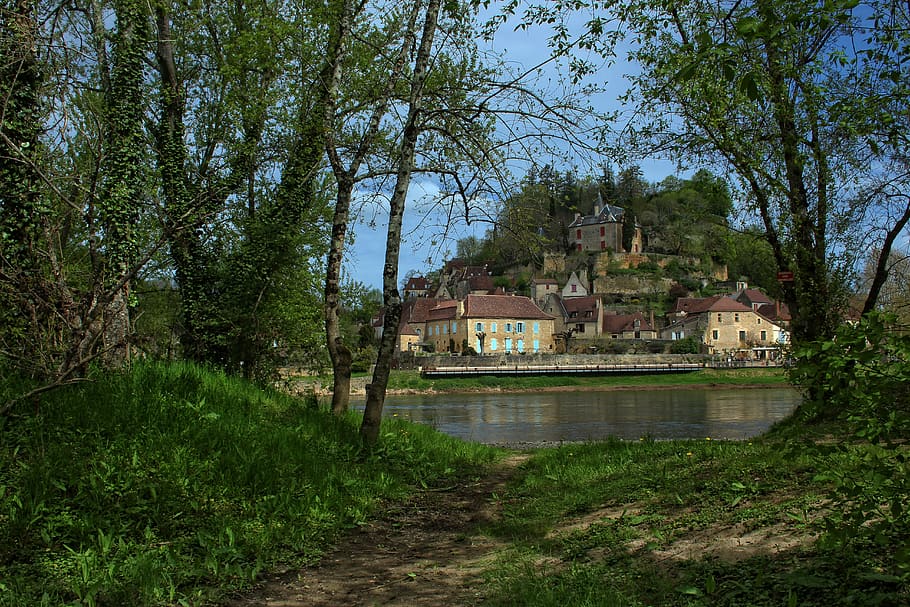 limeuil, dordogne, périgord, france, village, aquitaine, river, HD wallpaper