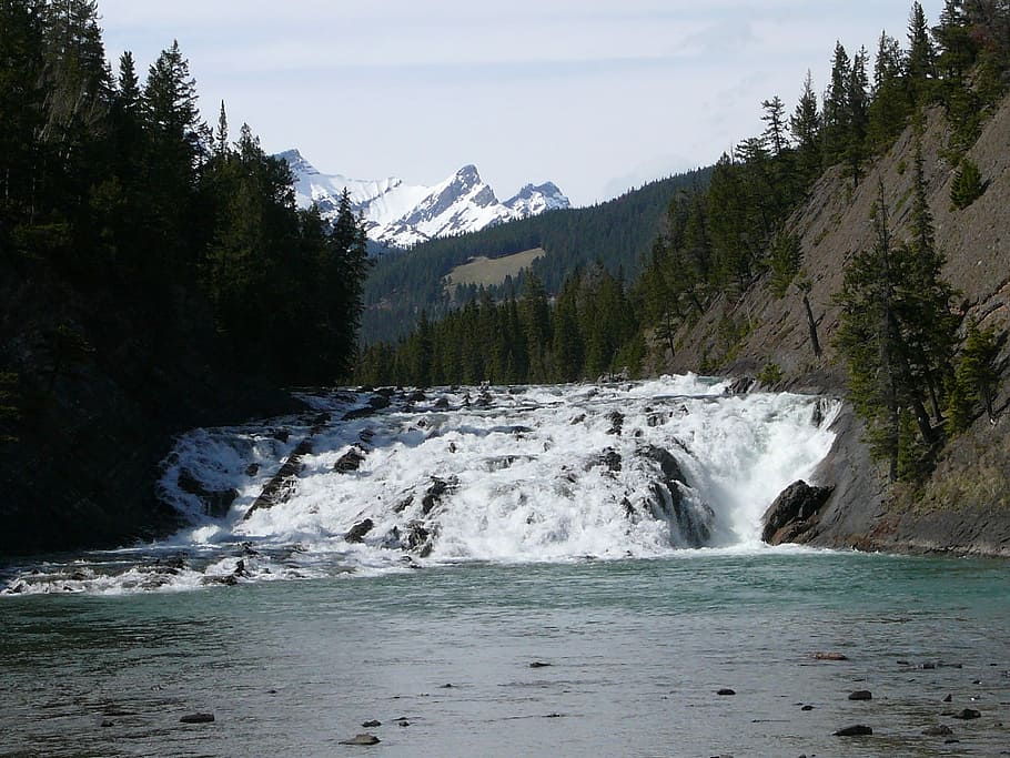 Canada, River, Waterfall, West, west canada, banff, mountain HD wallpaper