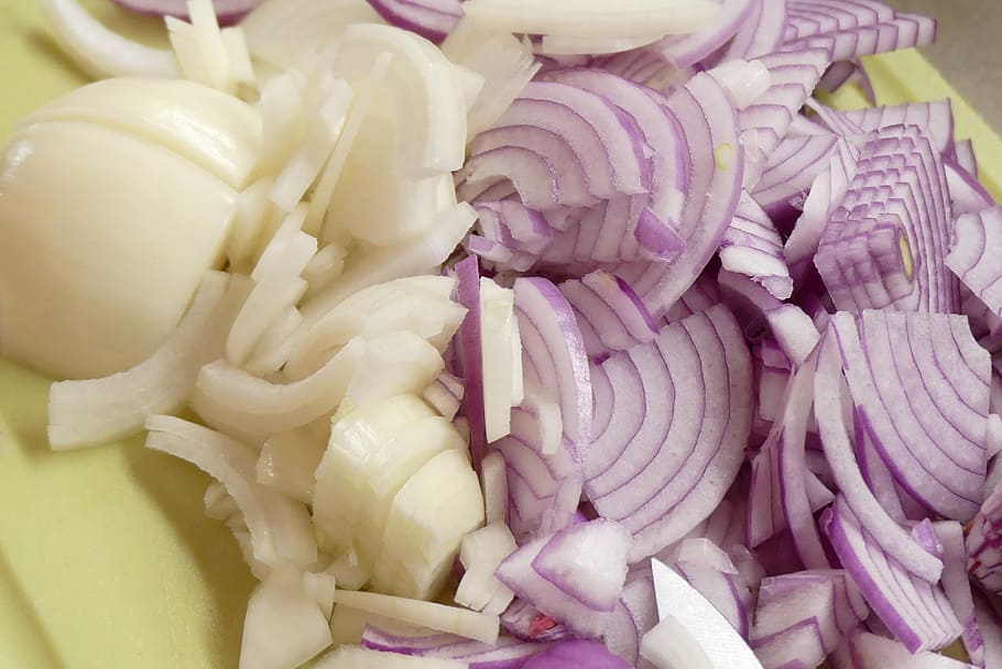 food, vegetables, cook, onion, gourmet, red, white, cut, red onion
