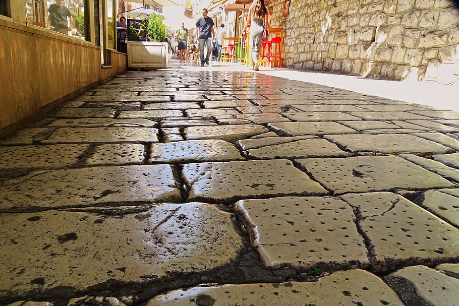 man walking on paved alley, Marble, Croatia, Split, Old Town HD wallpaper