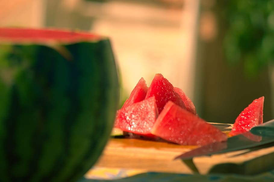 summer, red, green, fruit, watermelon, food and drink, freshness HD wallpaper